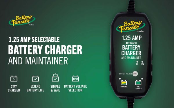 Battery Tender Plus 12V Battery Charger and Maintainer: Selectable 6V, 1.25 AMP, 12V Battery Charger and Maintainer for Powersports - Switchable 6 and 12V Battery Float Charger - 022-0211-DL-WH - Image 8