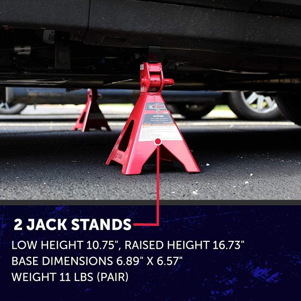 K Tool International KTI63097A 2 Ton Trolley & Jack Stands Combo - Image 5