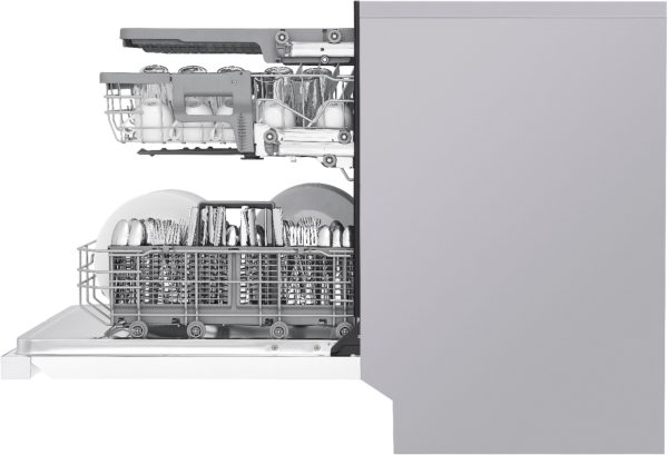 LG - 24" Front Control Smart Built-In Stainless Steel Tub Dishwasher with 3rd Rack, QuadWash, and 48dba - White - Image 2