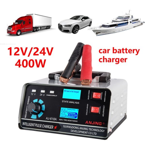 JahyShow Heavy Duty Smart Car Battery Charger: 400W 12V/24V Powerhouse for All Vehicles - Image 5