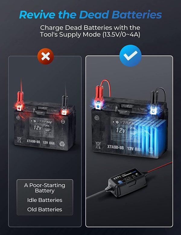 Car Battery Charger, TOPDON T4000 4A/1A Auto Smart Battery Maintainer Desulfator for Lead-Acid/Lithium ion Batteries - Image 5