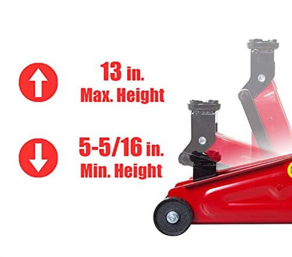 BIG RED T820014S Torin Hydraulic Trolley Service/Floor Jack with Blow Mold Carrying Storage Case, 1.5 Ton (3,000 lb) Capacity, Red - Image 6