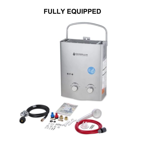 Small Portable Propane Water Heater, Camplux 1.32 GPM Outdoor Tankless Gas Water Heaters for Camping, 5L, Gray - Image 5