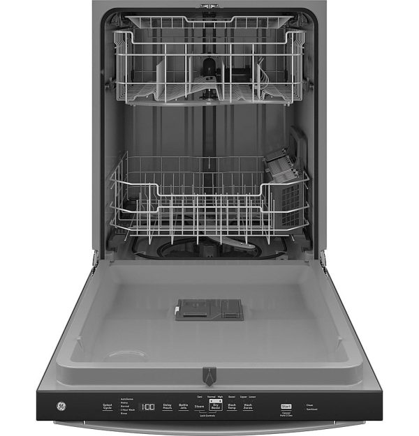 GE - Top Control Built In Dishwasher with Sanitize Cycle and Dry Boost, 50 dBA - Stainless steel