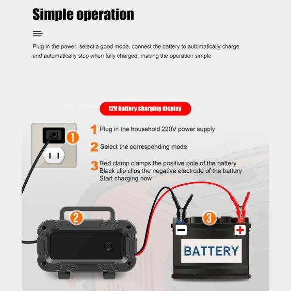 Haimni Car And Motorcycle Battery Charger 12V/6A Intelligent Pulse Repair Charger - Image 7