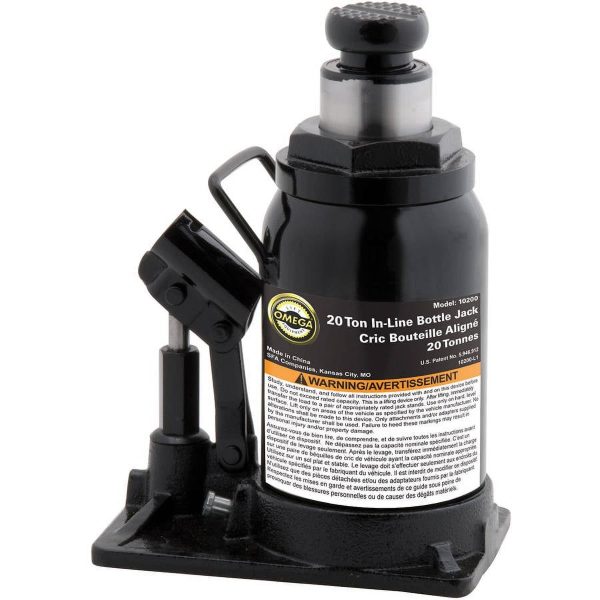 Omega 10200 Black Hydraulic In-Line Bottle Jack, 20 Ton Capacity