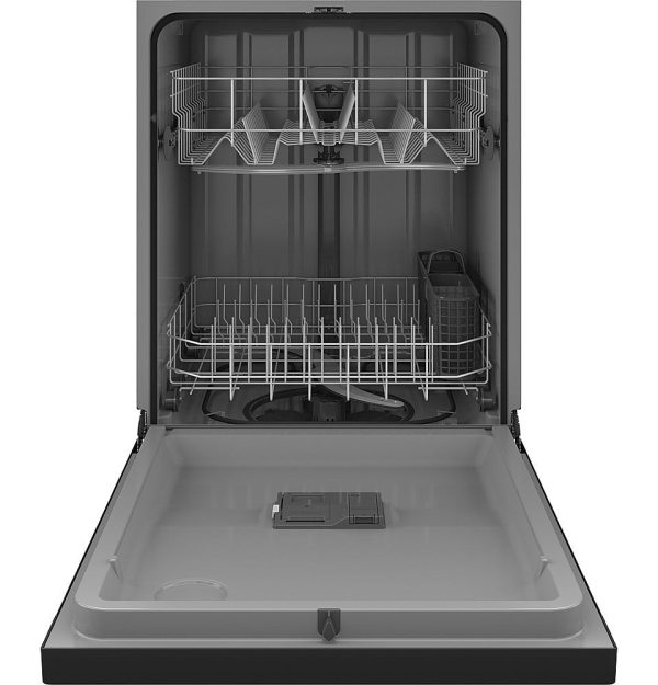 GE - Front Control Dishwasher with 60dBA - Black