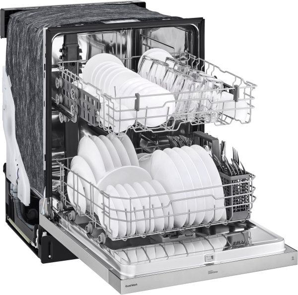 LG - 24" Front-Control Built-In Dishwasher with Stainless Steel Tub, QuadWash, 50 dBa - Stainless steel - Image 4