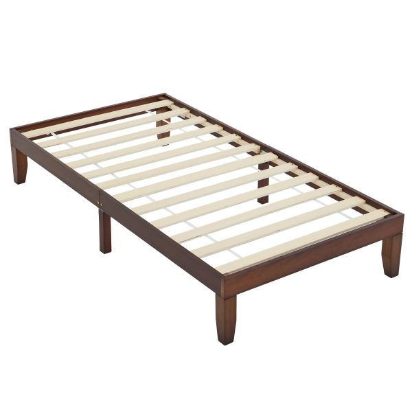 Wooden Twin Bed Frame with Brown Finish - Sturdy and Basic Design, 197.2 x 96.5 x 30.5cm - Perfect for Kids' Bedrooms - Image 6