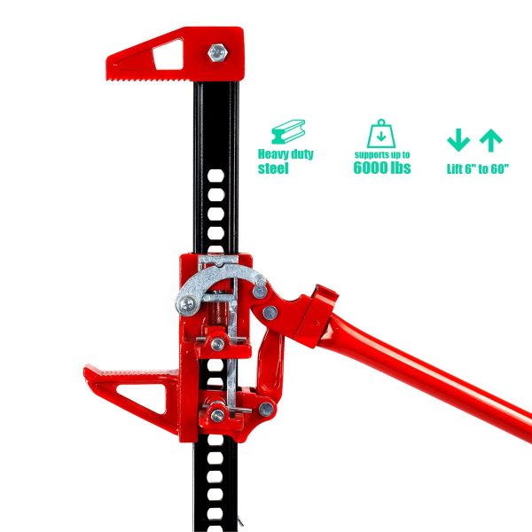 Stark 60" Farm Tractor Truck SUV Bumper Jack Ratcheting Off Road Farm Jack 3-Ton Capacity Truck Lift Bumper - Image 4