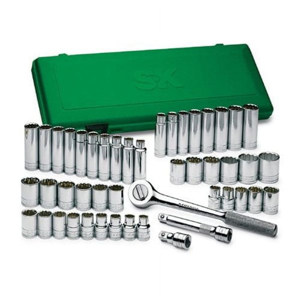 SK Hand Tool 4147-6 47-Piece 1/2 in. Drive 6-Point SAE/Metric Standard/Deep Socket Set with Pro Ratchet