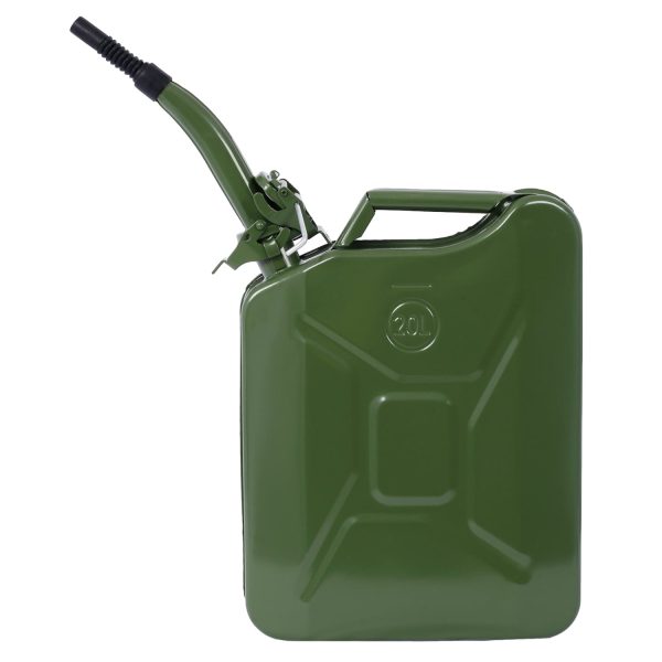 imerelez 20 Liter (5 Gallon) Jerry Fuel Can with Flexible Spout, Portable Jerry Cans Fuel Tank Steel Fuel Can, Fuels Gasoline Cars, Trucks, Equipment, GREEN