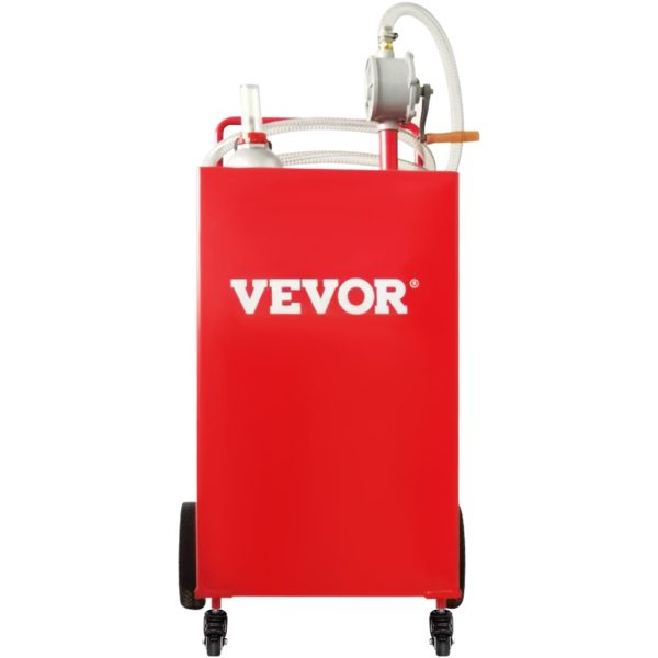 VEVOR 35 Gallon Gas Caddy, Fuel Storage Tank with 4 Wheels, Portable Fuel Caddy with Manuel Transfer Pump, Gasoline Diesel Fuel Container for Cars, Lawn Mowers, ATVs, Boats, More, Red - Image 9