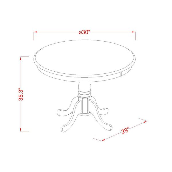 East West Furniture EDGR3-WHI-W Eden 3 Piece Kitchen Counter Set for Small Spaces Contains a Round Room Table with Pedestal and 2 Dining Chairs, 30x30 Inch, Buttermilk & Cherry - Image 5