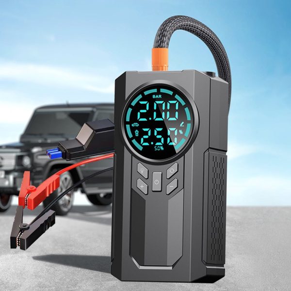 Aihimol Car Inflator Battery Jump 2-in-1 1000A Emergency Start Power Supply 12V Battery Pack Battery Booster Jump Box Portable Charger Jumper Cables LED Display Screen - Image 2