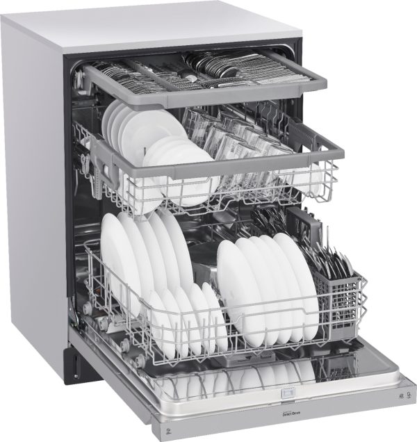 LG - 24" Front Control Smart Built-In Stainless Steel Tub Dishwasher with 3rd Rack, Quadwash, and 48dba - Stainless steel - Image 15