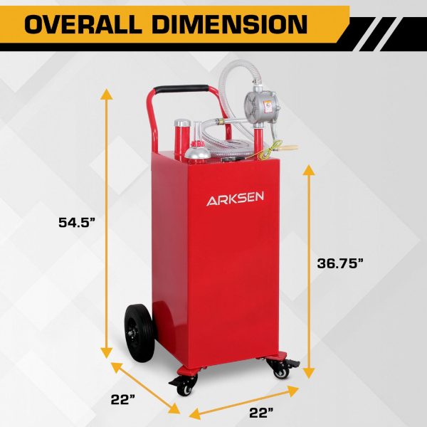 Arksen Portable 35-Gallon Gas Caddy Fuel Tank Storage Transfer Gasoline - Image 7