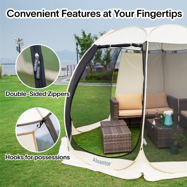 Alvantor Screen House Room Camping 12'x12' Beige Instant Canopy - Image 6