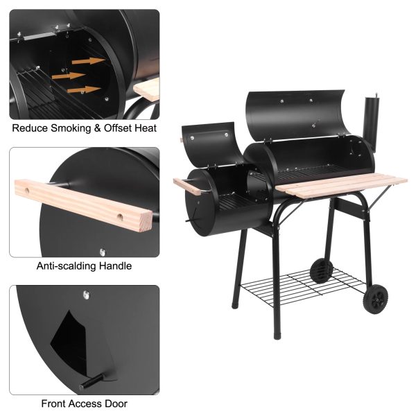 UBesGoo Charcoal Grill Portable BBQ Grill and Offset Smoker Steel BBQ Pit Outdoor for Camping, Black - Image 5