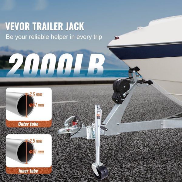 BENTISM Trailer Jack Boat Trailer Jack 35.3 in 2000 lb with PP Wheels & Handle - Image 2