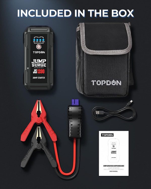 Car Jump Starter 10000mAh 1200A 12V Topdon JS1200 Portable Car Battery Charger - Image 8