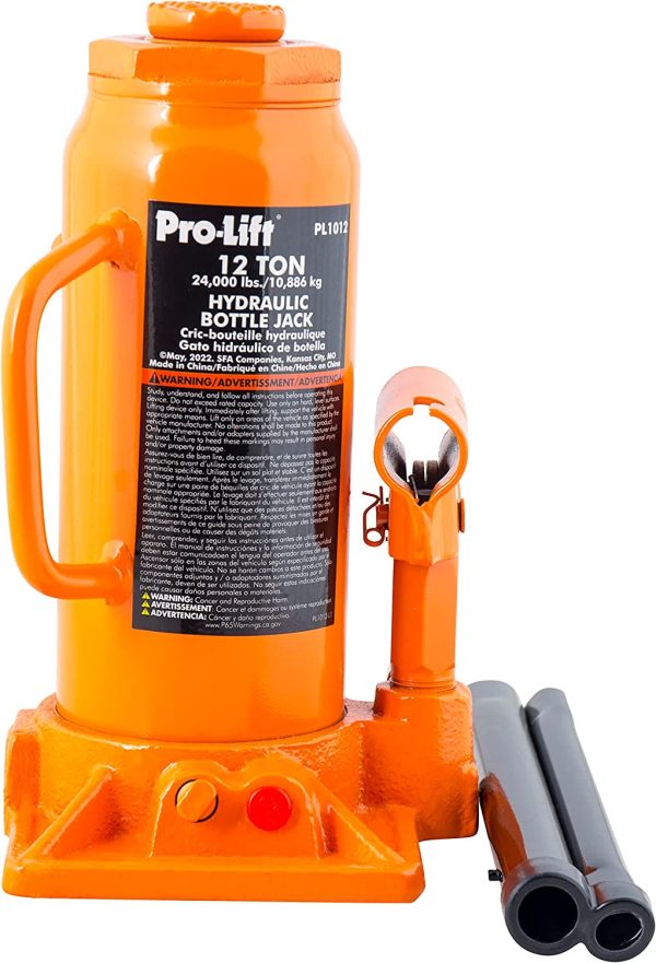 Pro-Lift 12 Ton Hydraulic Bottle Jack - Portable Car Jack 24000 Lbs Capacity with Pump Handle for Car Sedans SUV