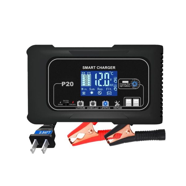 GHYJPAJK 20A Car Motor Battery Charger Automatic Pulse Repair for AGM Lithium Lead-Acid - Image 6