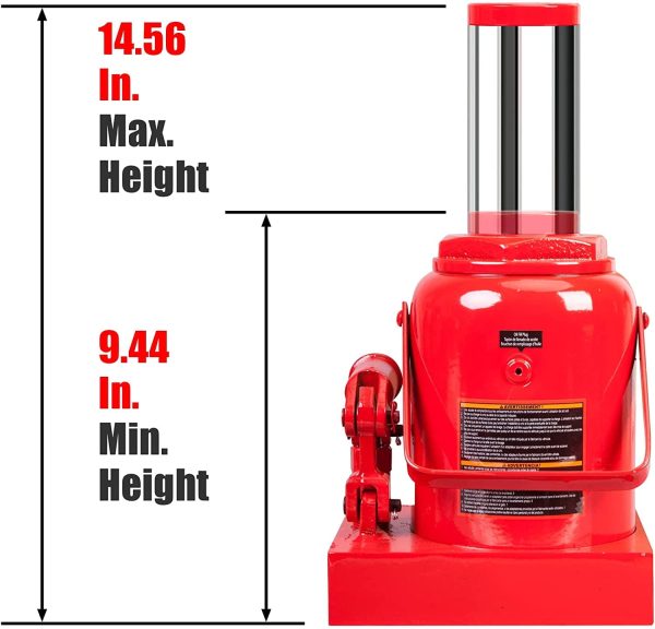 Big Red 30 Ton Stubby Low Profile Bottle Jack Welded Hydraulic Steel Car Jack,Red, W930R - Image 4