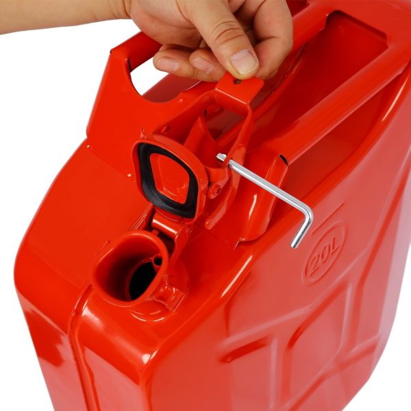 20 Liter (5 Gallon) Jerry Fuel Can with Flexible Spout, Portable Jerry Cans Fuel Tank Steel Fuel Can, Fuels Gasoline Cars, Trucks, Equipment, RED - Image 7