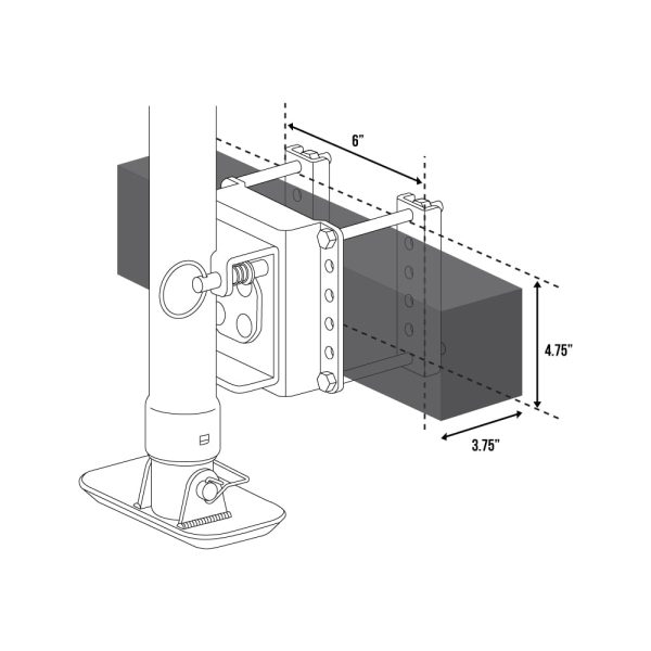 Trailer Valet Blackout Series 2K Side Wind Swivel Mount Jack: 15" Travel, 3" Channel for 2" Ball - Internal Sleeve, Signature Wrinkle Black Powder Coating (700-Hour Corrosion Resistance) - Image 4