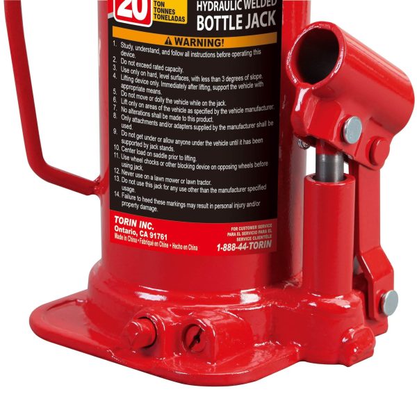 Torin Jacks Big Red 20 Ton Heavy Duty Hydraulic Welded Bottle Jack,T92003 - Image 6