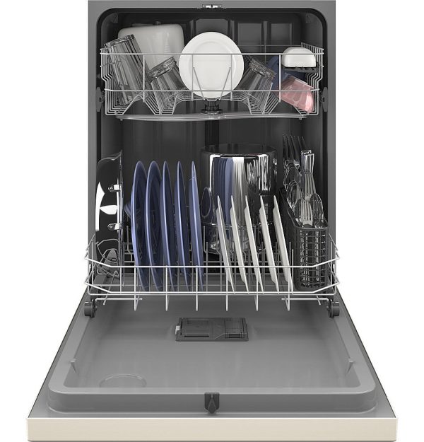 GE - Front Control Built-In Dishwasher with 55 dBA - Bisque - Image 2