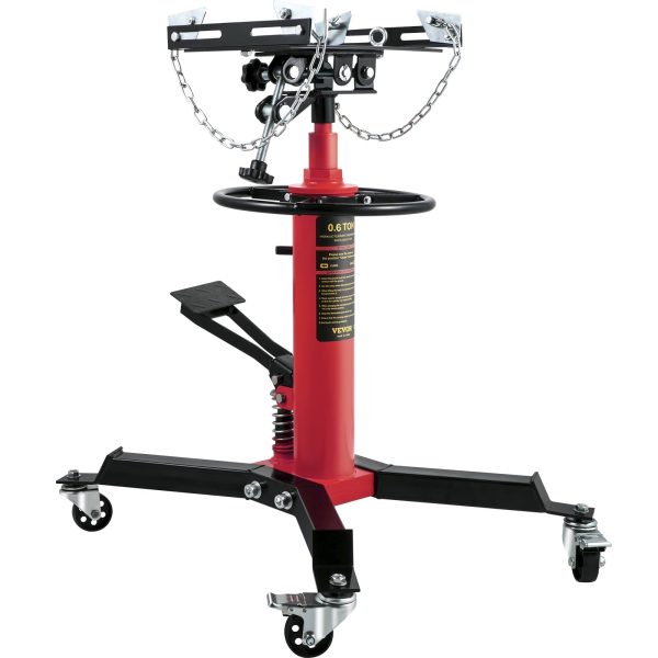 VEVOR Transmission Jack,3/5 Ton/1322 lbs Capacity Hydraulic Telescopic Transmission Jack, 2-Stage Floor Jack Stand with Foot Pedal, 360° Swivel Wheel, Garage/Shop Lift Hoist, Red