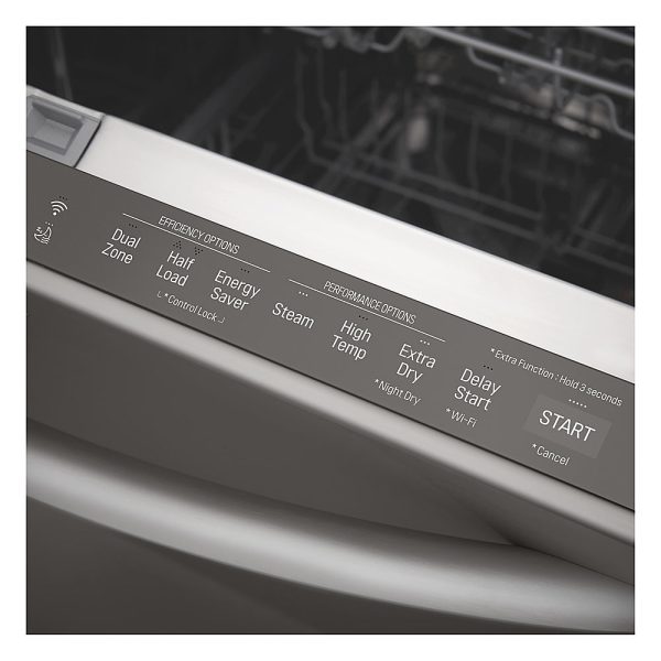 LG - 24" Top Control Smart Built-In Dishwasher with TrueSteam, Tub Light and Quiet Operation - Black stainless steel - Image 8