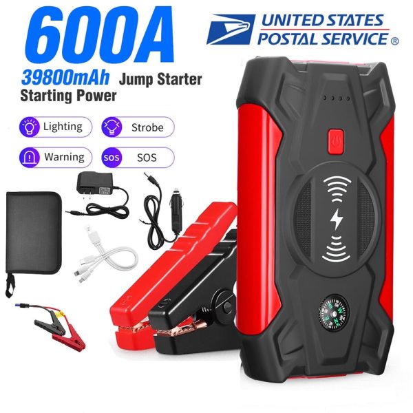 Xhy 39800mAh Car Jump Starter Portable Battery Pack Booster Jumper Box Emergency Start Wireless Charging Power Bank with LED Light