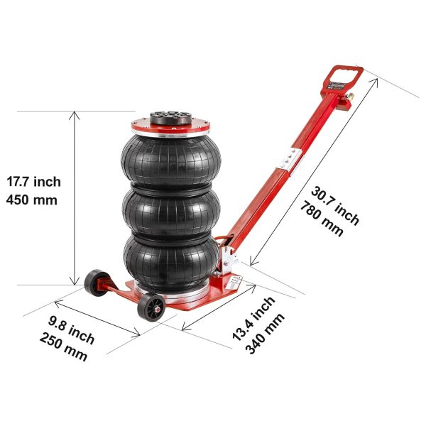 BENTISM Air Jack, 3 Ton/6600 lbs Triple Bag Air Jack, Airbag Jack with Six Steel Pipes, Lift up to 17.7 inch/450 mm, 3-5 s Fast Lifting Pneumatic Jack, with Adjustable Handles for Cars Repair - Image 8