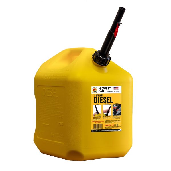 Midwest Can Company 5 Gallon Diesel Can Fuel Container w/ Auto Shut Off (4 Pack) - Image 2