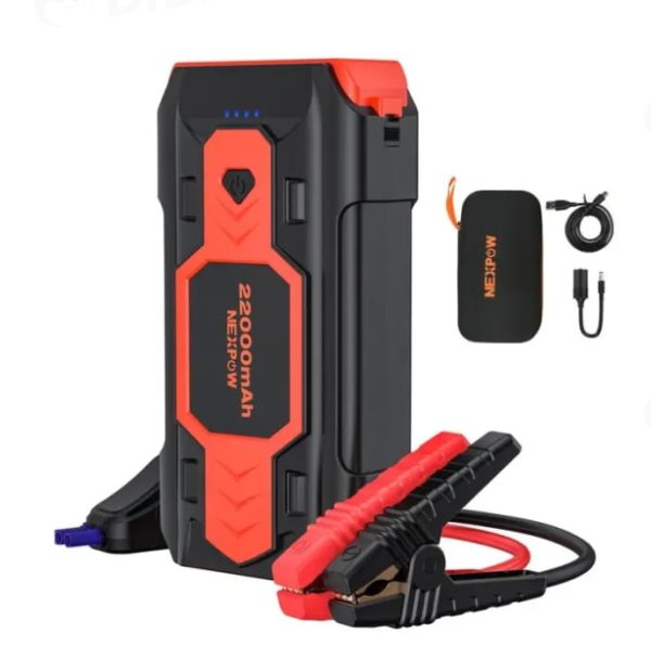 Battery Jump Starter 2500A Car Jump Starter (up to 8.0L Gas/8L Diesel Engines) 12V Car Battery Booster Pack with USB Quick Charge 3.0 and 4 LED Modes Red Blue Warning