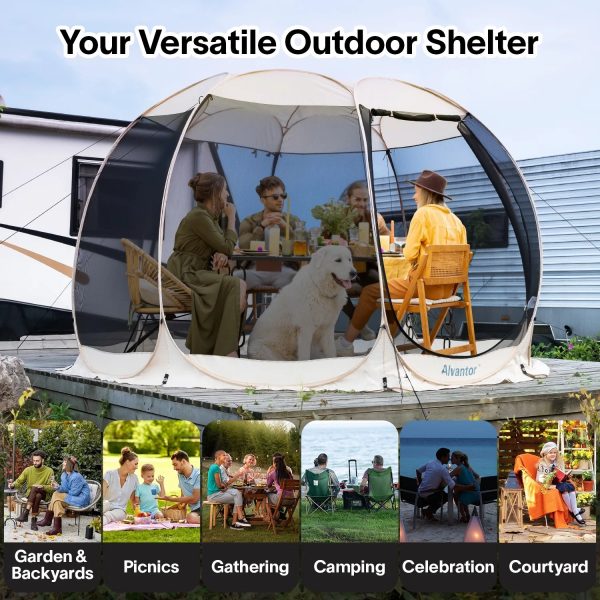 Alvantor Screen House Room Camping 12'x12' Beige Instant Canopy - Image 10