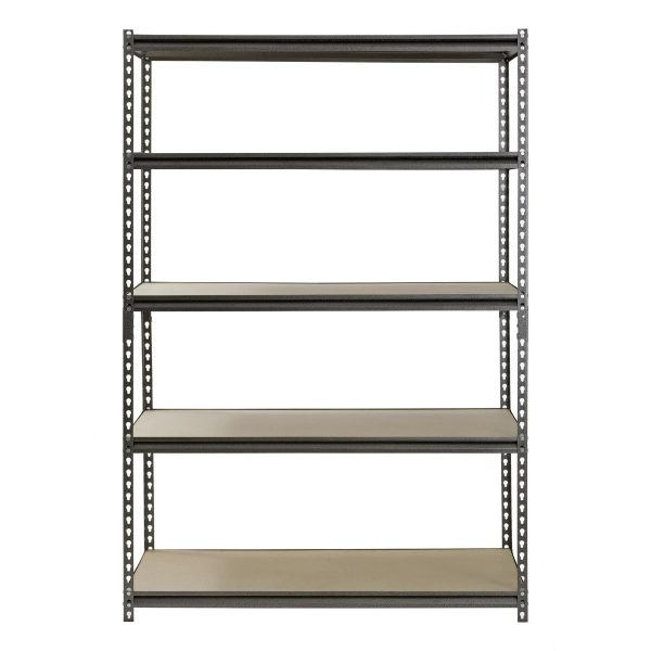 Edsal 48"W x 24"D x 72"H 5-Shelf Steel Freestanding Shelves， Silver-Vein - Image 3