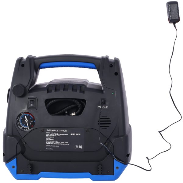 Rechargeable Jump Starter for Gas Diesel Vehicles - 1800 Amps with Air Compressor and AC, 12V DC, USB Power Station, Black+Blue - Image 5