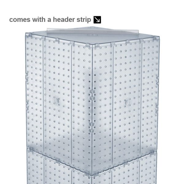 Azar Displays 701465-CLR Clear Four-Sided Pegboard Tower Floor Display on Revolving Wheeled Base. Spinner Rack Stand. Panel Size: 14"W x 60"H - Image 4