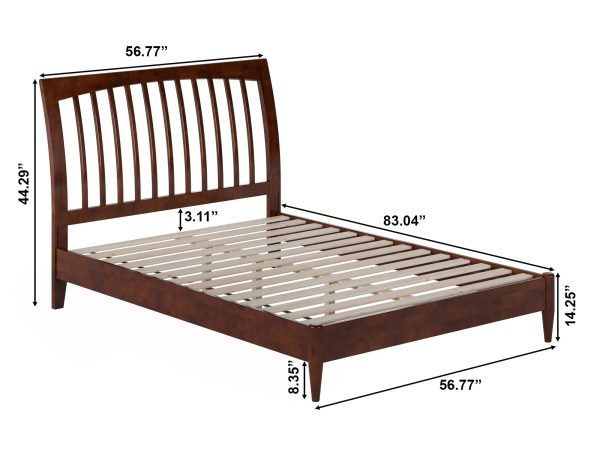 AFI Orleans Full Solid Wood Low Profile Sleigh Platform Bed, Walnut - Image 6