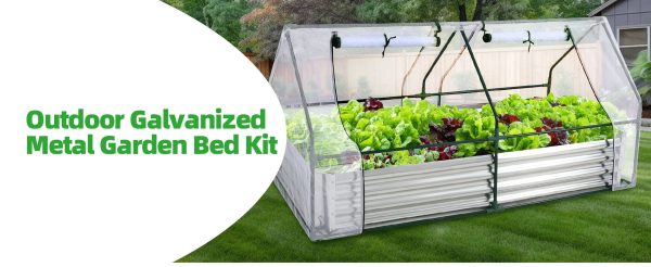 Galvanized Raised Garden Bed with Greenhouse, 6 x 3 x 3 FT Open Bottom Flower Bed with Mesh Cover, Outdoor Garden Box Kit with 2 Roll-Up Doors, for Garden Yard Vegetable Farm - Image 2