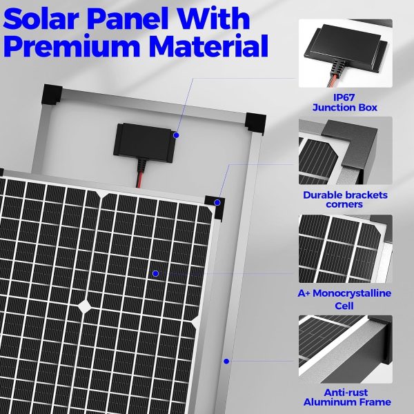 Voltset 30W Solar Panel Kit, 12v Solar Battery Trickle Charger Maintainer + 10A MPPT Charge Controller + Adjustable Mount Bracket,Waterproof Solar Panel Battery Charger for Car Boat Marine RV Roof - Image 6