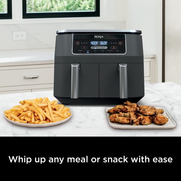 Ninja DZ201 Foodi 8 Quart 6-in-1 DualZone 2-Basket Air Fryer with 2 Independent Frying Baskets, Match Cook & Smart Finish to Roast, Broil, Dehydrate & More for Quick, Easy Meals, Grey - Image 6