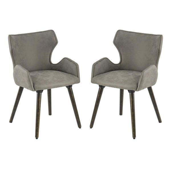 A & B Home Set Of 2 Dining Chair With Dark Brown And Gray Finish 49809-GRAY-DS - Image 2