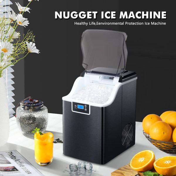 ZAFRO Nugget Ice Makers Countertop with Soft & Chewable Pellet Ice Portable Self-Cleaning Compact Ice Machine 44Lbs/24H with Ice Scoop and Basket - Image 2