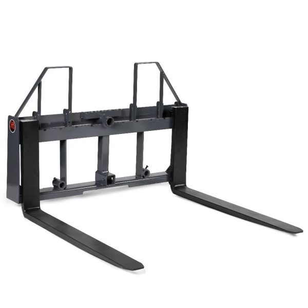 Titan Attachments UA USA Made Grey Step-Through Pallet Fork Frame Attachment, 48” Fork Blades, Rated 4,000 LB, Quick Tach Mounting