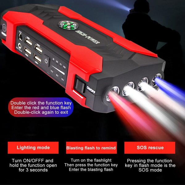 DFITO 28000mAh 12V UltraSafe Portable Jump Starter with LED Display for up to 6L Gas and 3L Diesel Engines - Image 5